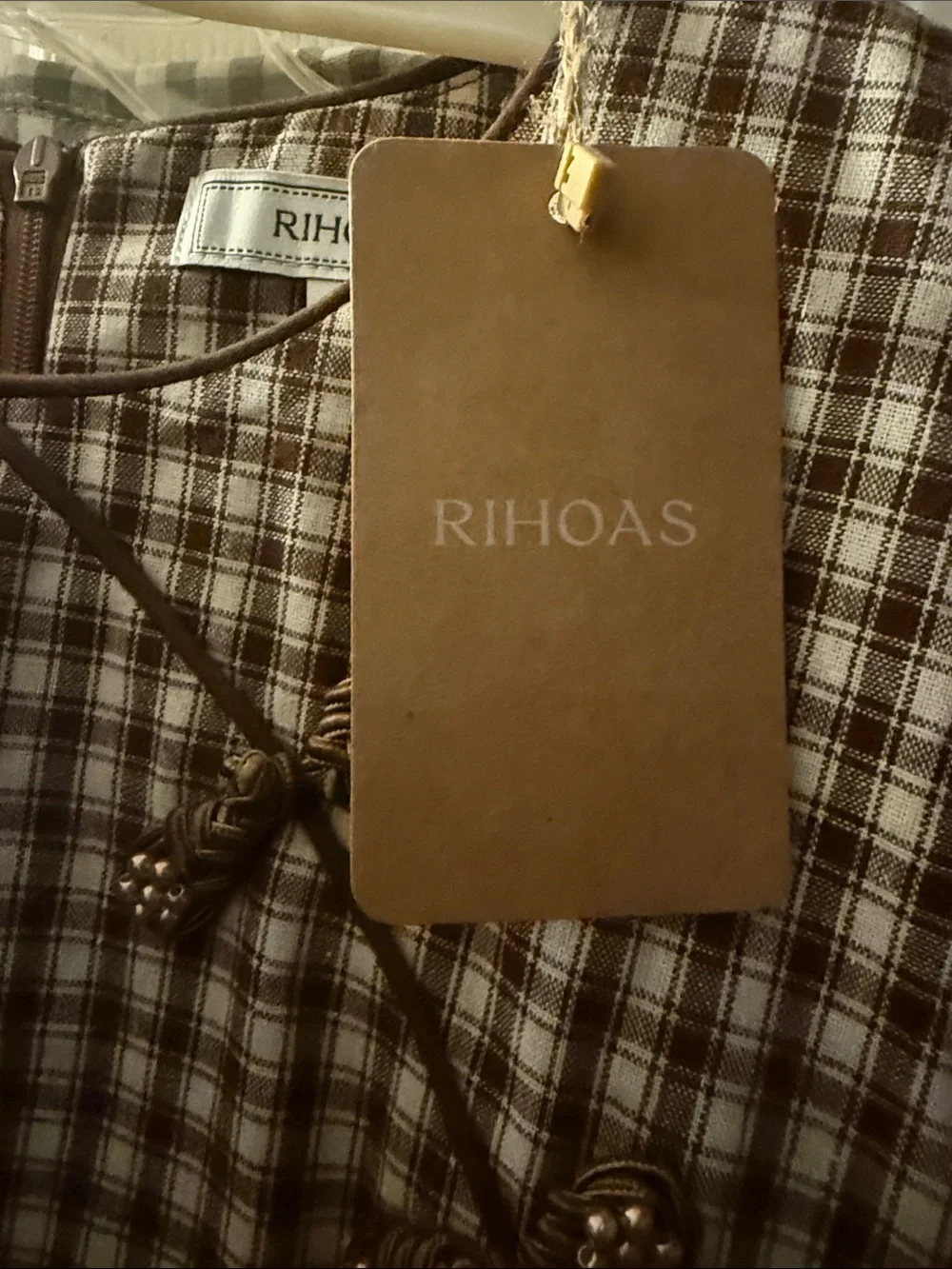 RIHOAS Brown and Cream Gingham Midi Dress - Picture 7 of 7